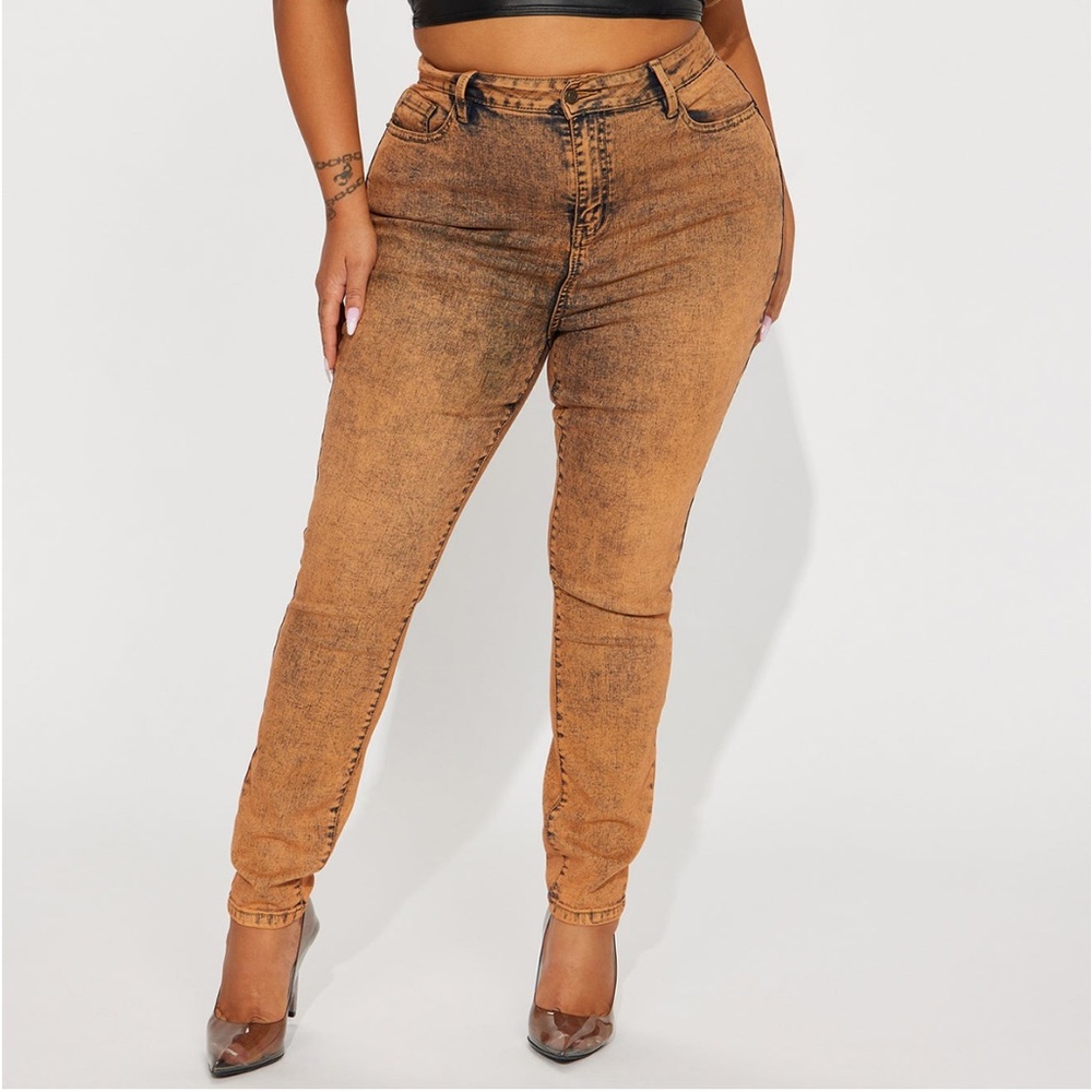 COPY - Acid wash pink denim skinny jeans